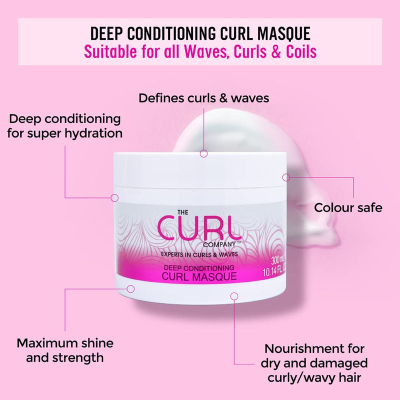 The Curl Company Deep Conditioning Curl Masque (300 ml) - Deeply Nourishes Dry damaged Curls, Ideal for Waves, Curls and Coils, Professionally Formulated with Curplex and Nourishing Moringa Oil - NewNest Australia