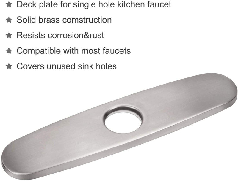 COOLWEST Deck Plate 10Inch for Single Hole Kitchen Sink Faucet Commercial Kitchen Faucet Hole Cover Escutcheon Stainless Steel - NewNest Australia