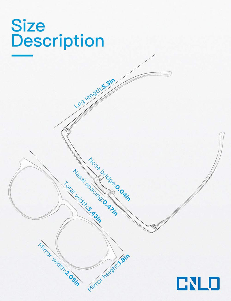 CNLO Blue Light Filter Glasses Computer Glasses Reduce Eye Strain Lightweight Frame Men Women Crystal - NewNest Australia