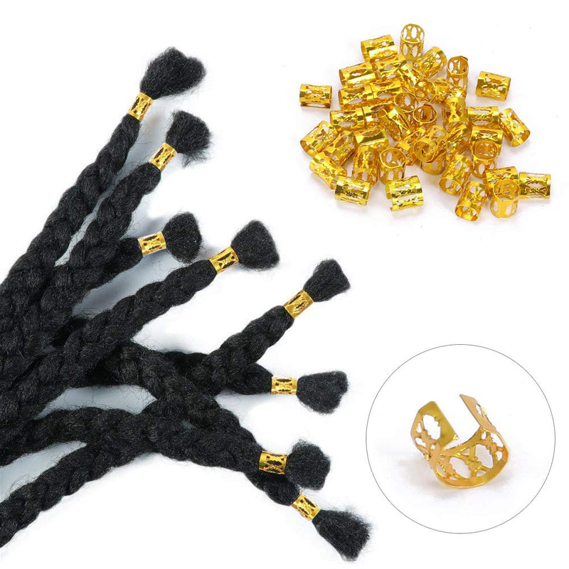 FOGAWA 120Pcs Aluminum Dread Locks Hair Jewelry Rings Gold Braid Beads Adjustable Metal Cuffs Hair Braid Rings Dreadlocks Braiding Beads Accessories for Women Girls Men Hair Decoration 8mm - NewNest Australia