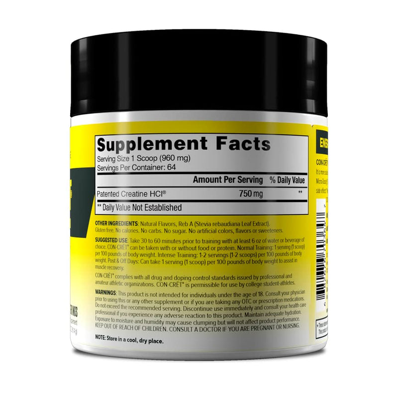 CON-CRET Patented Creatine HCl Lemon-Lime Powder, Stimulant-Free Workout Supplement for Energy, Strength, and Endurance, 64 Servings Lemon Lime - NewNest Australia