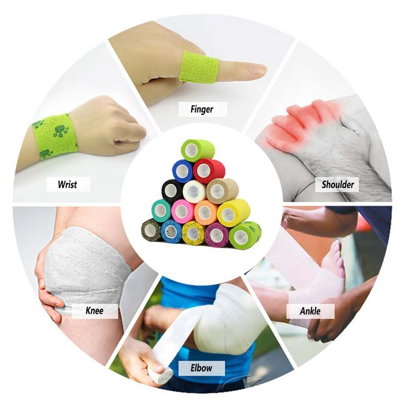 Qigui 4 Rolls Of Self-Adhesive Cohesive Bandage, Adhesive Bandage, Adhesive Bandage, Fixation Bandage, Elastic Bandage, Sports Bandage, Plaster Bandage, Finger Plaster, 1 Inch, 2 Inch, 3 Inch, 4 Inch, Length 4.5 M - NewNest Australia