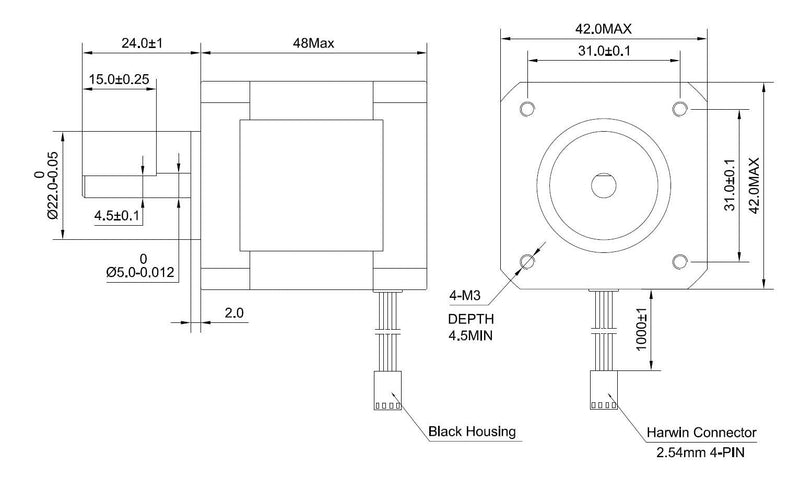 STEPPERONLINE Nema 17 Stepper Motor Bipolar 2A 59Ncm(84oz.in) 48mm Body 4-lead W/ 1m Cable and Connector compatible with 3D Printer/CNC - NewNest Australia