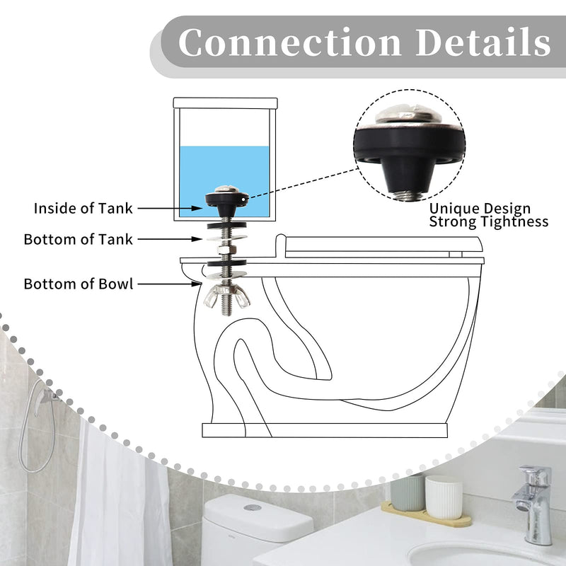 2PCS Universal Toilet Tank to Bowl Bolts Kit, Heavy Duty Toilet Bolts, Waterproof Stainless and Rubber Washers Gaskets with Extra Long Nut Screw for Fastening (Silver) 2PCS - NewNest Australia