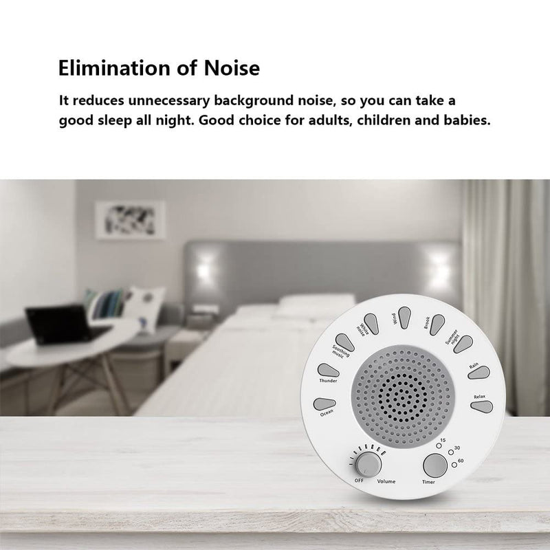 Sleep White Noise Machine, 9 Soothing Natural Sounds Therapy for Insomnia, Sleeping Trouble, Seniors, Office Break etc.Rest Easily with Timer Options, USB or Battery Powered-White - NewNest Australia