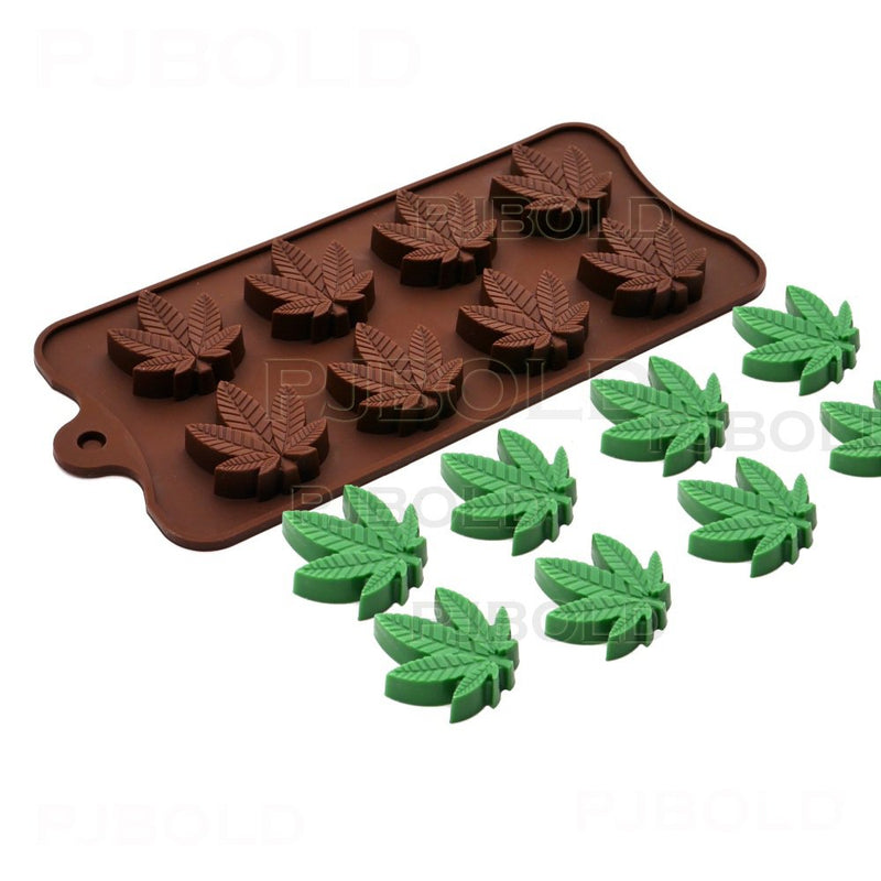 NewNest Australia - Marijuana Cannabis Weed Hemp Leaf Silicone Molds for Pot Candy Mold Chocolate Gummy Gummies, 2 Pack Brown 