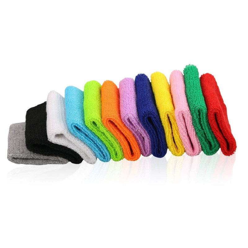 10 Pairs Sports Wristbands, Wrist Sweatbands for Men & Women, Stretchy & Sweat Absorbing Cotton Terry ,Perfect for Basketball, Football, Tennis, Soccer, Running & Working Out (10Pairs) - NewNest Australia