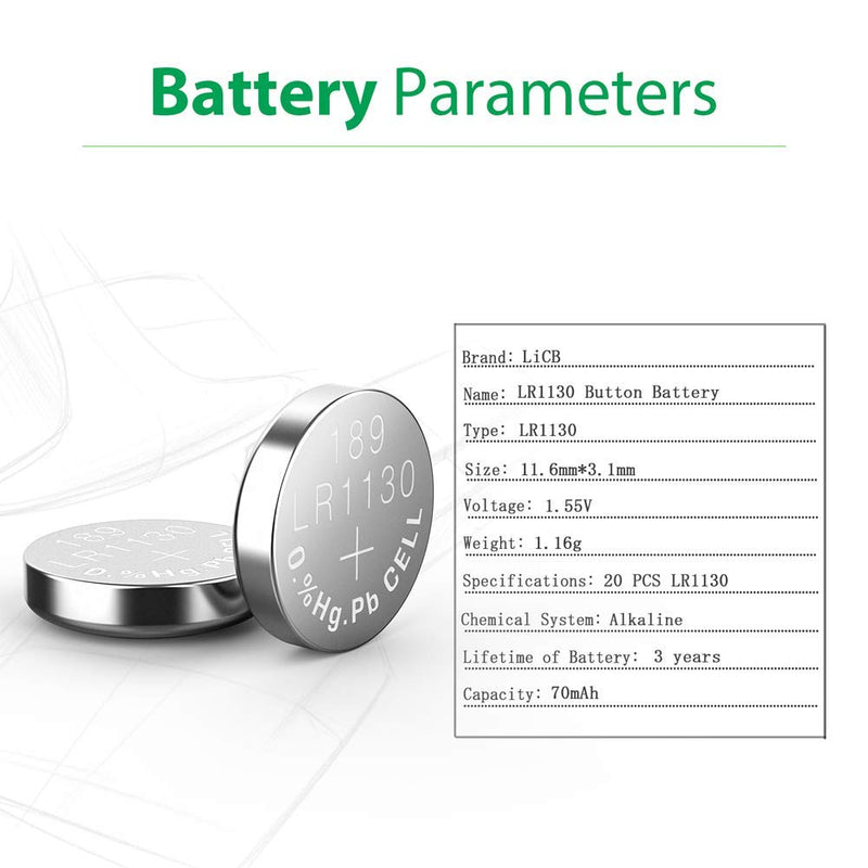 LiCB 40 Pack LR1130 AG10 Batteries 1.5V Alkaline Button Cell Battery - NewNest Australia