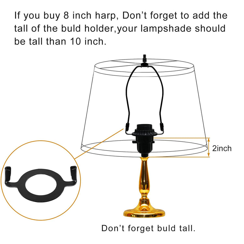 Lamp Shade Harps Holder Adjustable Kit - 8 10 Inch with E26 UNO Light Base Set Lampshades parts for Table and Floor Lamps finials Bracket Light Fitting - 2 Pack (Black, 8 Inch) Black - NewNest Australia