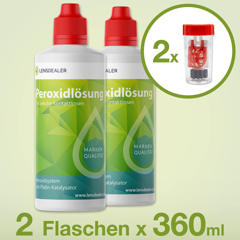 Lensdealer peroxide solution 2x 360ml double pack + container, care product for soft contact lenses, contact lens liquid… - NewNest Australia
