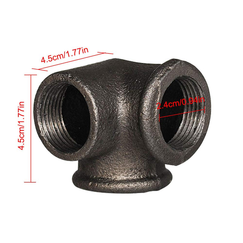Eagles 3/4" 3 Way Corner Pipe Fitting 4pcs 3/4" Diameter Malleable Iron Plumbing Fittings Tees for Industrial Vintage Style Furniture Project and DIY Decor - NewNest Australia