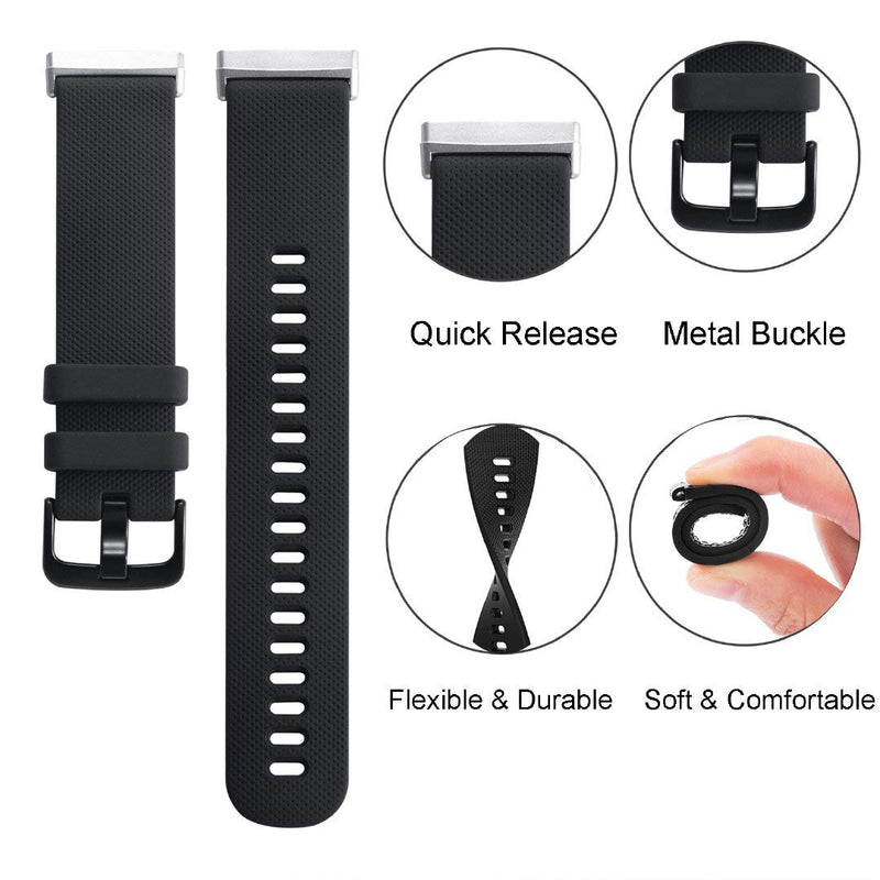 3-Pack Sport Bands Compatible with Fitbit Sense/Versa 3, Classic Soft Silicone Replacement Wristband Strap Accessories for Women Men(Black/Midnight Blue/Gray) Black/Midnight Blue/Gray - NewNest Australia