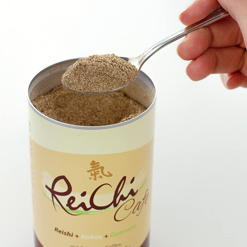 ReiChi Cafe I 400 g, 80 cups I exotic coffee enjoyment I reishi mushroom, ginseng & coconut I caffeine from guarana and coffee I magnesium + B12 I nerves, less fatigue¹ I vegan, without additives 400 g (pack of 1) - NewNest Australia