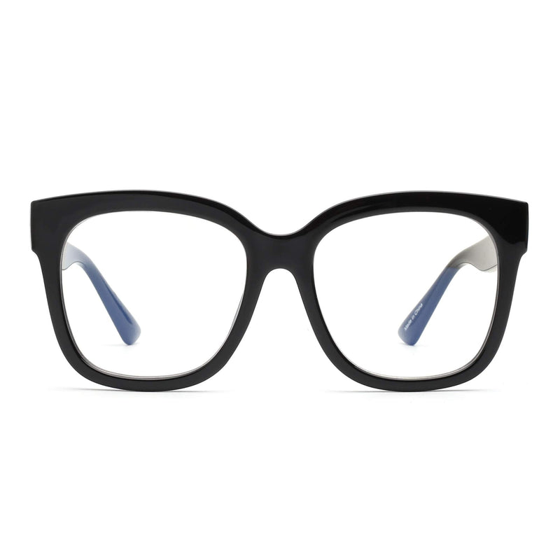 JIM HALO Blue Light Blocking Glasses for Women Oversized Square Computer Glasses Metal CP Temple Black - NewNest Australia