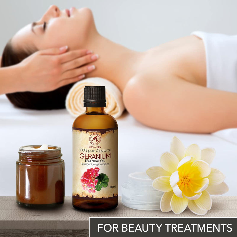 Geranium Essential Oil 100 Ml - Pelargonium Graveolens - Geranium Oil Bourbon - Pure Essential Oils For Hair & Skin Care - Aromatherapy - Oil Burner - Diffuser - Body Care - NewNest Australia