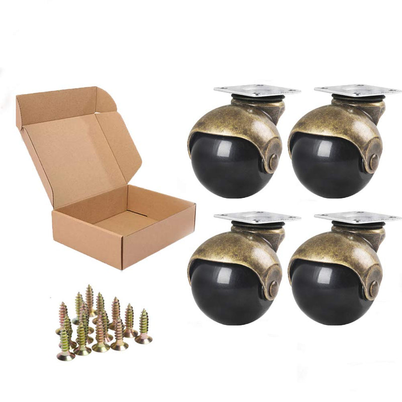 ENYKE Wheels for Furniture,1.5 Inch Ball Casters Set of 4, Antique Brass Plate Furniture Casters, Swivel Caster Wheels for Cabinet, Ottoman, Table (Screws Included) 1.5 inch - NewNest Australia