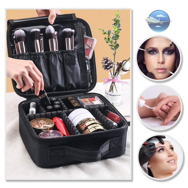 Makeup Bag,LOSMILE Travel Make-Up Bag Large Cosmetic Bags Professional Cosmetic Organiser Case Makeup Artist Train Cases Waterproof Vanity Cases Beauty Box with Adjustable dividers.(Black-l) Black-l - NewNest Australia