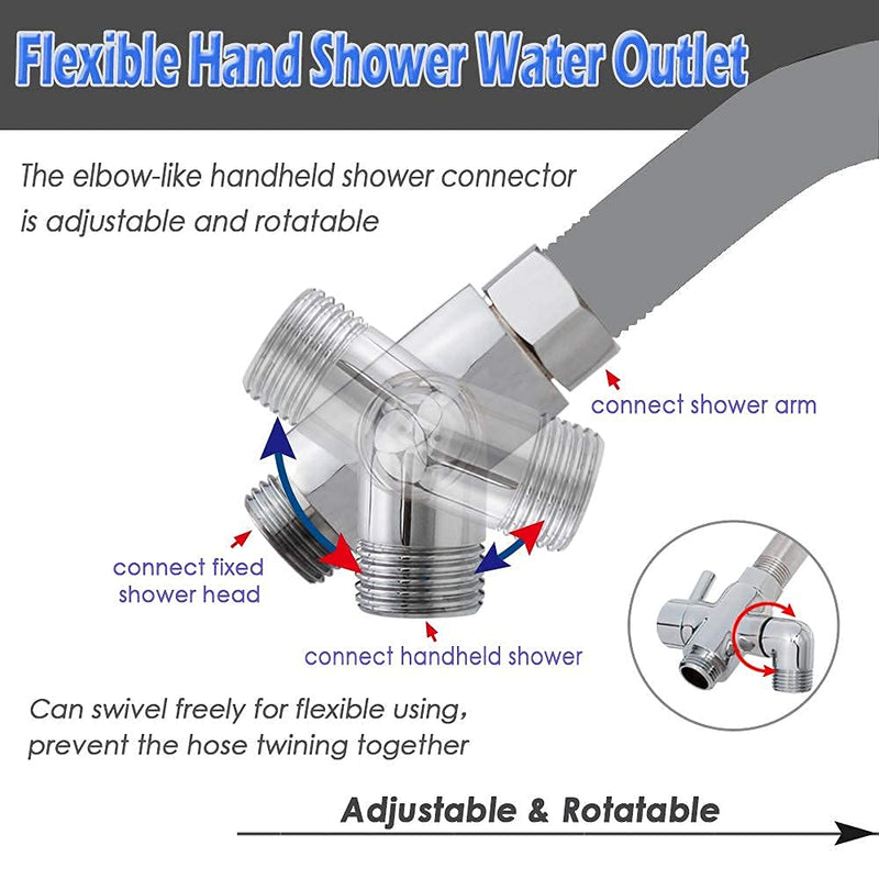 Brass Shower Arm Diverter Valve for Handheld Shower Head and Fixed Spray Head G1/2 3 Way Universal Bathroom System Component Replacement Part, Polished Chrome Chrome Polished - NewNest Australia