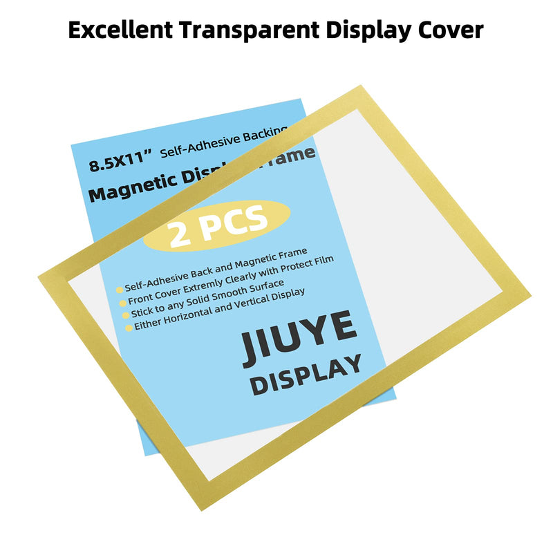 JIUYE A4 Self Adhesive Magnetic Display Frame,Dual Side Transparent Magnetic Window Sign Holder for Office/Store/School as Shop Window Notice Display Frame/Schedule (A4 2Pcs, Golden) A4 2Pcs - NewNest Australia