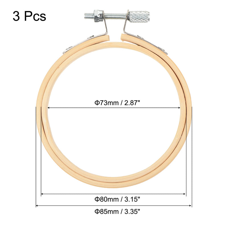 MECCANIXITY Embroidery Hoop 3 Inch Round Bamboo Circle Cross-Stitch Ring for Art Craft Sewing Ornament, Pack of 3 3" - NewNest Australia