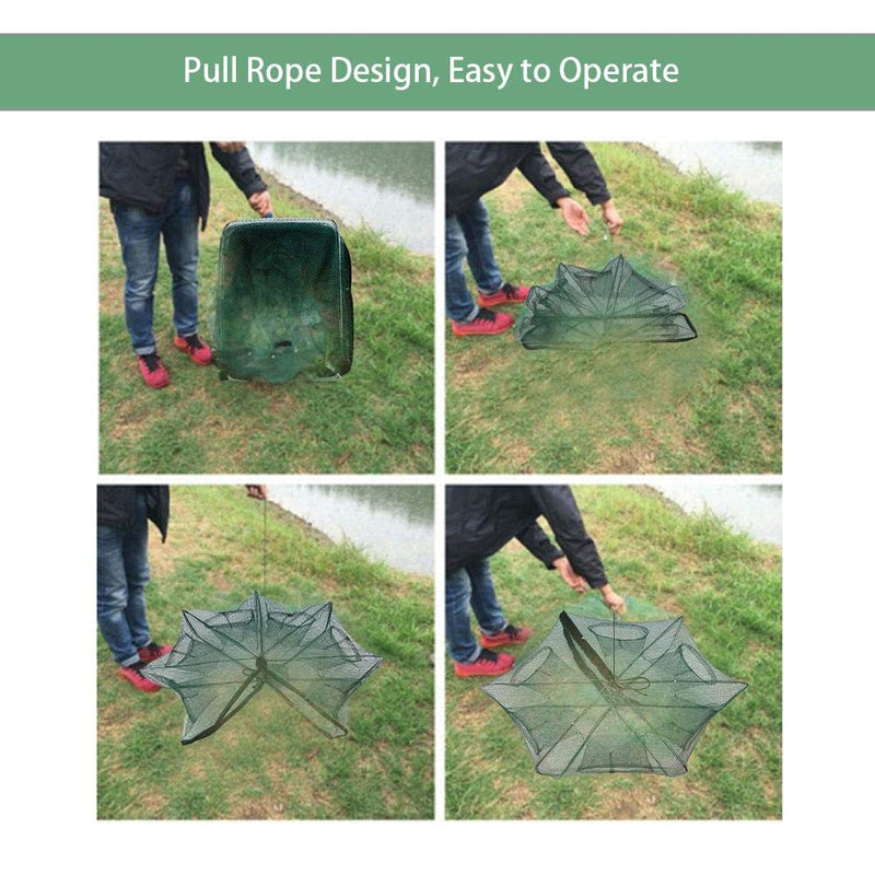 VGEBY1 Fishing Pot, 6/12 Holes Fishing Trap Bag Automatic Fishing Net Shrimp Cage Nylon Foldable Crab Fish Trap Cast 6 Holes - NewNest Australia