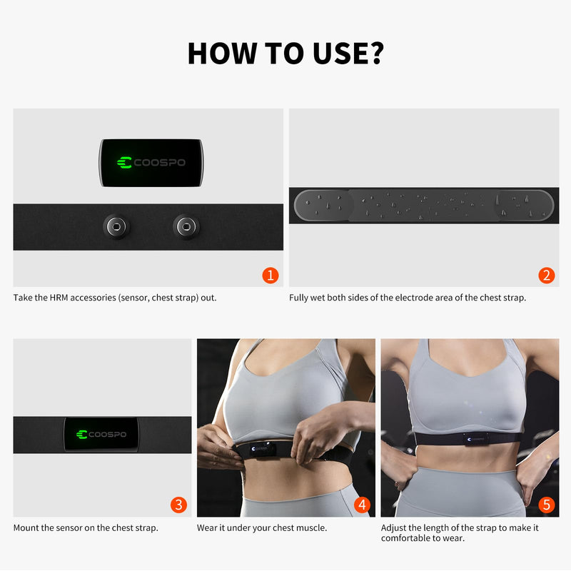 COOSPO H9Z Herat Rate Monitor Chest Strap,Bluetooth 5.0 ANT+ Heart Rate Monitor,Heart Rate Sensor with Rechargeable Battery,HRM Works with Strava/WahooFitness/Polar Beat Peloton/Zwift/DDP Yoga App - NewNest Australia