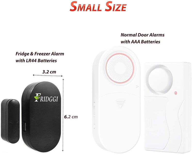 FRIDGGI - Freezer Door Alarm when Left Open, Refrigerator Door Alarm with Delay 80 dB to 110 dB, 60sec, 120sec, 180sec Reminders (Black) Black - NewNest Australia