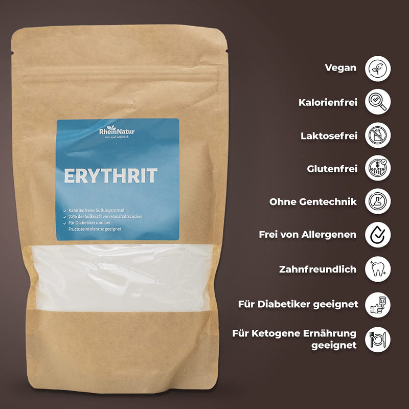 Rheinnatur Erythritol 500 G - Sugar Substitute Without Calories With 70% Of The Sweetening Power Of Sugar - Vegan, Gluten-Free & Suitable For Diabetics 500 G (Pack Of 1) - NewNest Australia