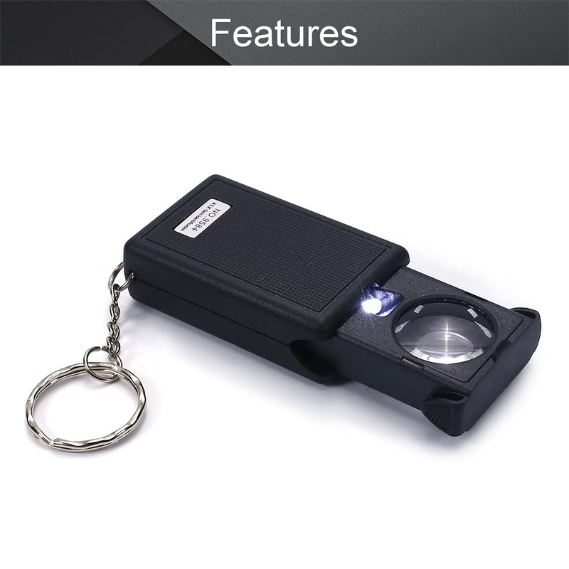Othmro 1Pcs 45X Magnifying Glass with Light, Diameter 0.83inch Pull Type Eye Magnifier Loupe with LED Illuminated Light, Small Round Handheld Magnifier for Elderly People Students Learning Reading 45x Square - NewNest Australia