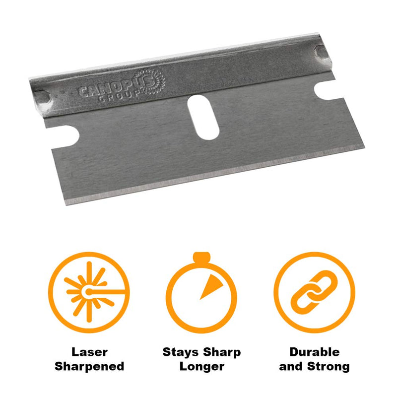 CANOPUS Single Edge Industrial Razor Blades, Safety Straight Edge Razor, %100 Made in USA, Box & Carton Cutter Replacement Blades, Glass and Paint Scraper Razor Blades (10 Pieces) Razor 10 - NewNest Australia