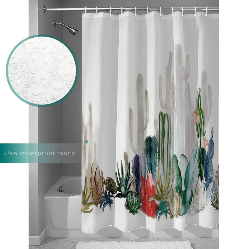 T&H Home Shower Curtain Set 48" W x 72" H Fabric Bathroom Showers, Stalls and Bathtubs, Machine Washable - Cactus Curtain Decor Ink Patinting Style Simple Illustrate Modern Bath Curtain 48x72 Cactus6thh6194 - NewNest Australia