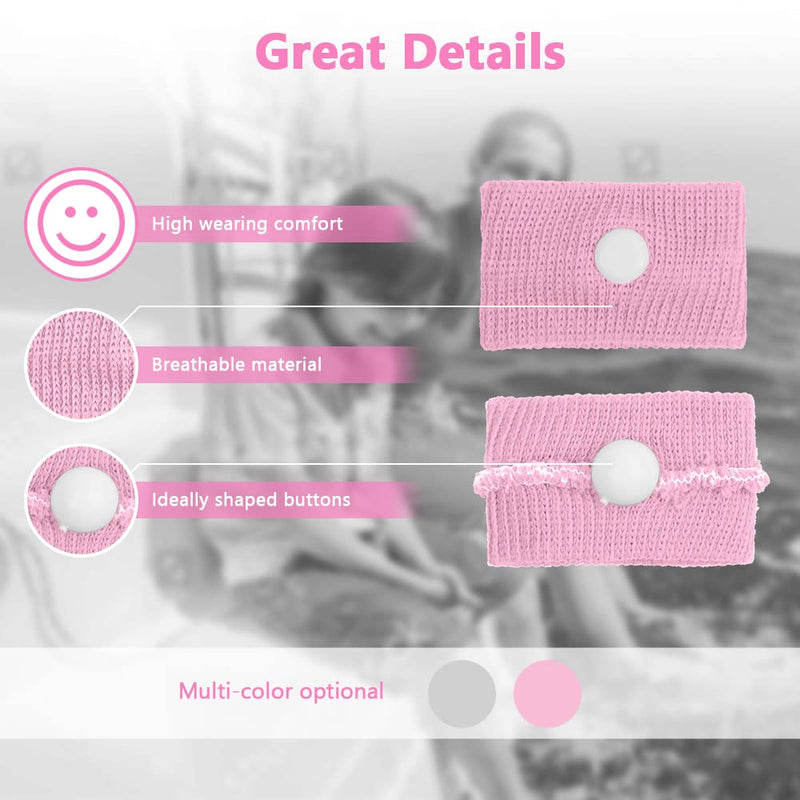 ACWOO Motion Sickness Wristbands, 2 Pairs Natural Sickness Bands for Kids & Adults, Anti-Nausea Wristbands for Car Sea Sickness, Relief Wristbans for Sea Flying Travel (Pink+Blue) 2 Pairs（pink+blue） - NewNest Australia