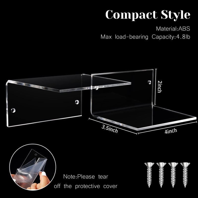 10 Pieces Small Adhesive Wall Shelves Wall Acrylic Display Shelf Mini Clear Floating Shelves Decorative Display Shelf Acrylic Wall Display for Space Save Room Bedroom Living Room Bathroom Office - NewNest Australia