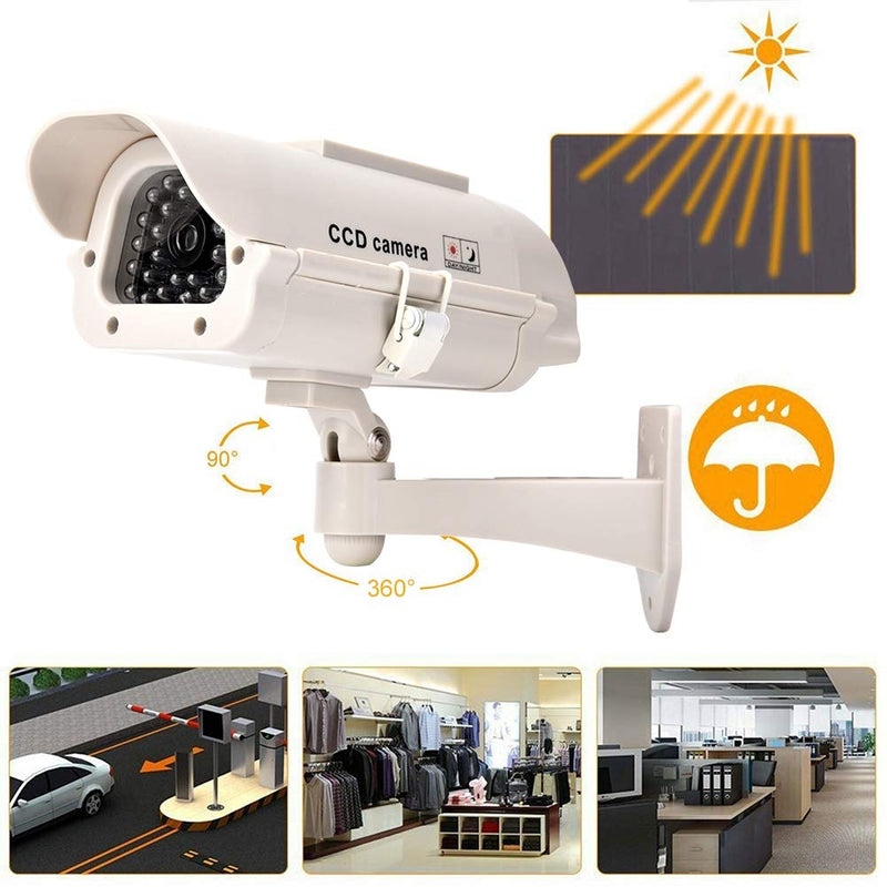 Fake CCTV Security Camera Simulated Cameras Solar Power Dummy Fake Camera Home Surveillance Simulation Waterproof Monitor with LED Light - NewNest Australia