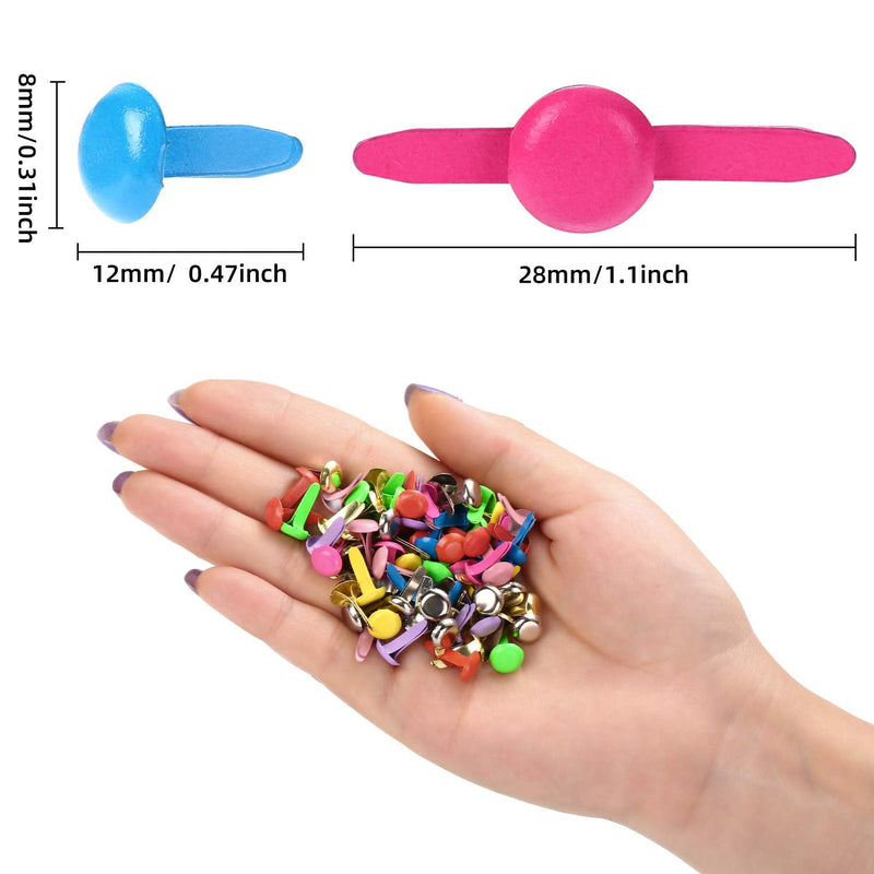 moinkerin 200 Pcs Mini Brads Metal Brad Fasteners Split Pins Pastel, 0.3 x 0.47 inch Multicolor Round Brads for Paper Craft DIY Stamping Scrapbooking A-multicolor - NewNest Australia