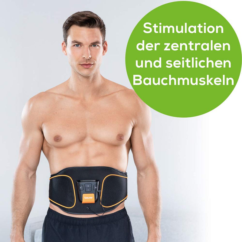 Beurer EM 37 abdominal muscle belt, EMS abdominal training, muscle stimulation to strengthen the abdominal muscles, regeneration, 1 piece, black, standard single - NewNest Australia