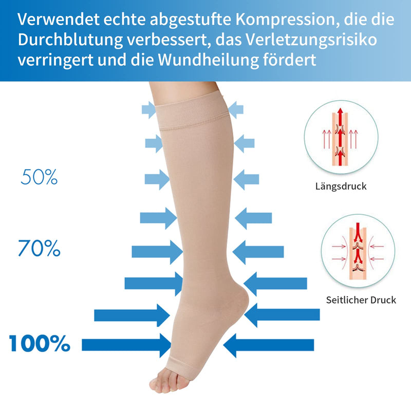 2 pairs of medical compression stockings for women and men, 20-30 mmHg care for ankles, support stockings with gradient compression for varicose veins, promoting blood circulation - beige + black (XL) XL - NewNest Australia