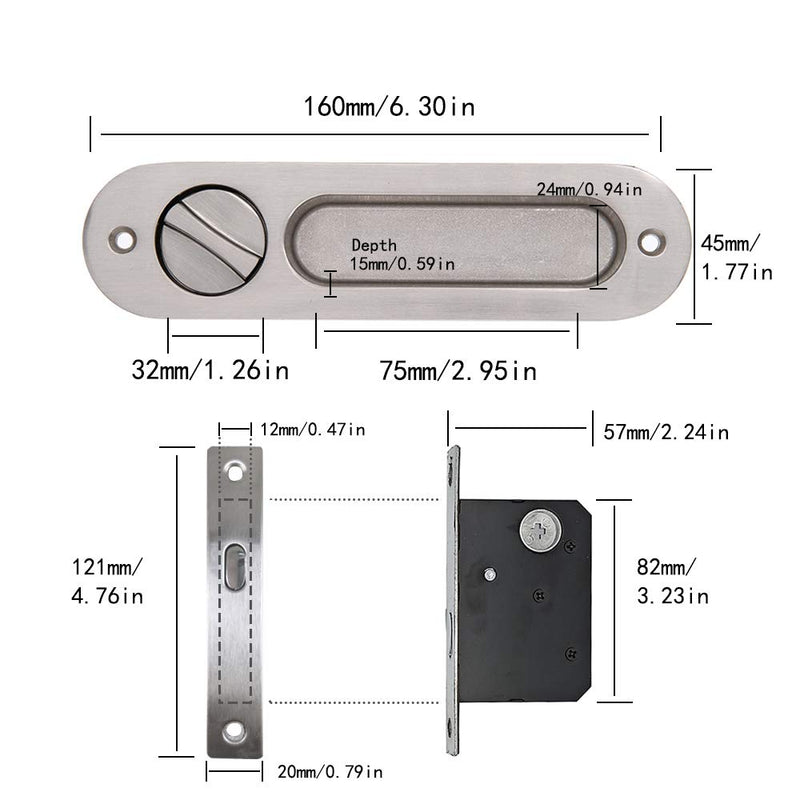GIFSIN Sliding Barn Door Locks Invisible Door Handle with 3 Keys for Wooden Pocket Door Furniture Hardware 6.81 inches（Silver） - NewNest Australia