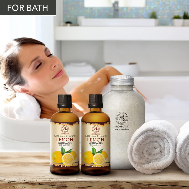 Lemon Oil 200 Ml, 2 X 100 Ml, Citrus Limon, Italy, 100% Pure Lemon Oil For Good Sleep, Body Care, Wellness, Beauty, Relaxation, Aromatherapy, Aroma Diffuser, Oil Burner - NewNest Australia