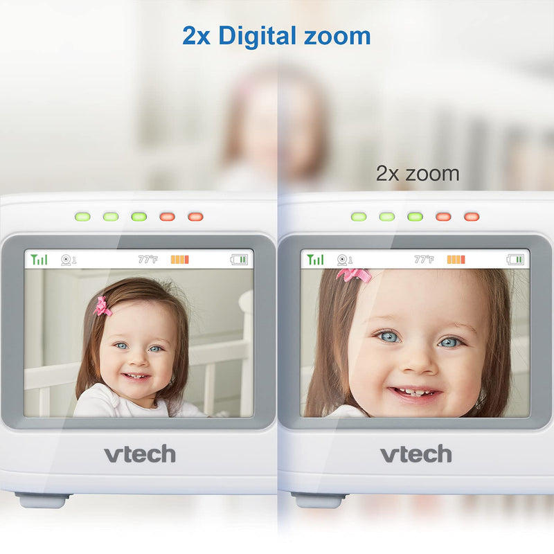 VTech VM320 Video Baby Temperature Monitor, Invisible Night Vision, Soothing Sounds, 2-Way Talk Intercom, Secured Transmission, 2.4" Color LCD Screen with Fixed Camera, Smart Choice Product 2.4" screen - NewNest Australia