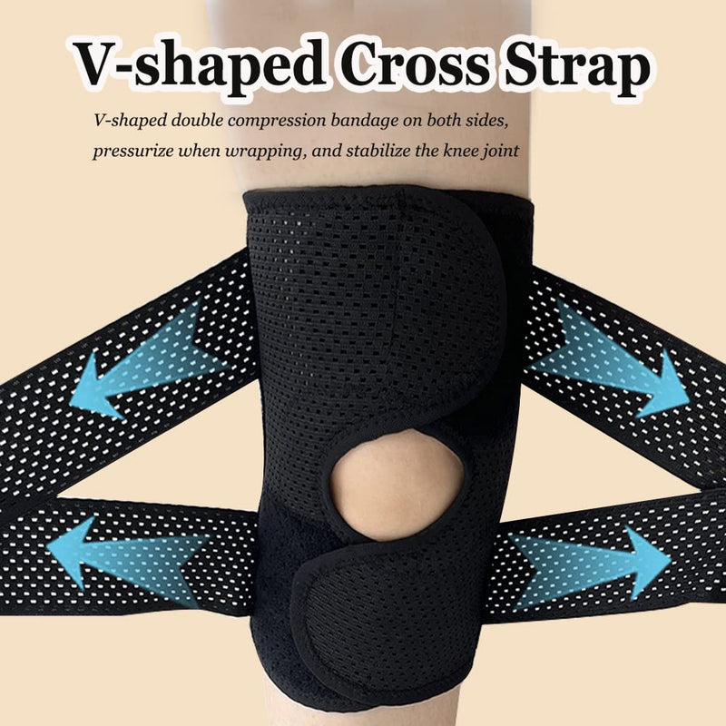 ANAMPION Knee Brace for Knee Pain Adjustable Knee Compression Sleeve Support with Side Stabilizers for Men Women Working Out, Running, Fitness, Weightlifting ACL MCL Meniscal Tear Black (XXL) XXL - NewNest Australia