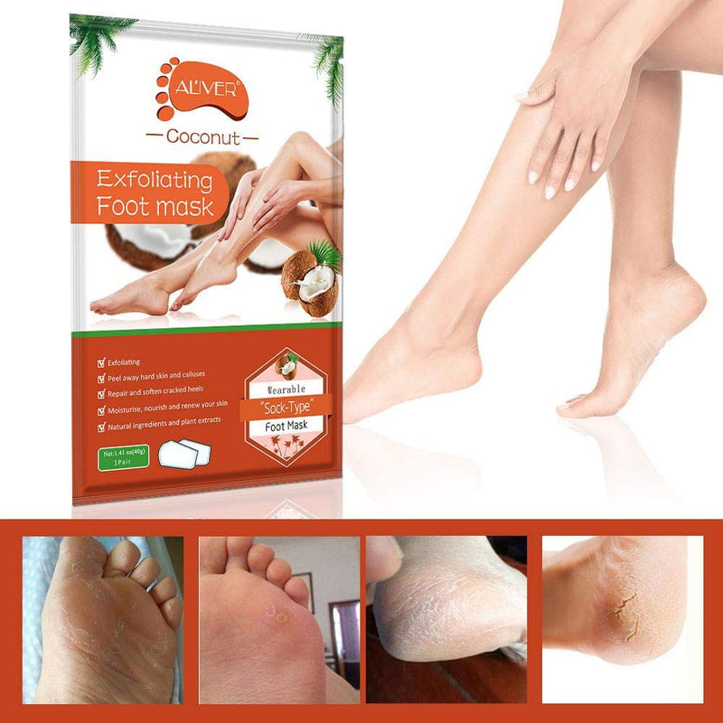 Aliver Coconut Exfoliating Peeling Renewable Foot Mask Socks Removes Dead Skin - NewNest Australia