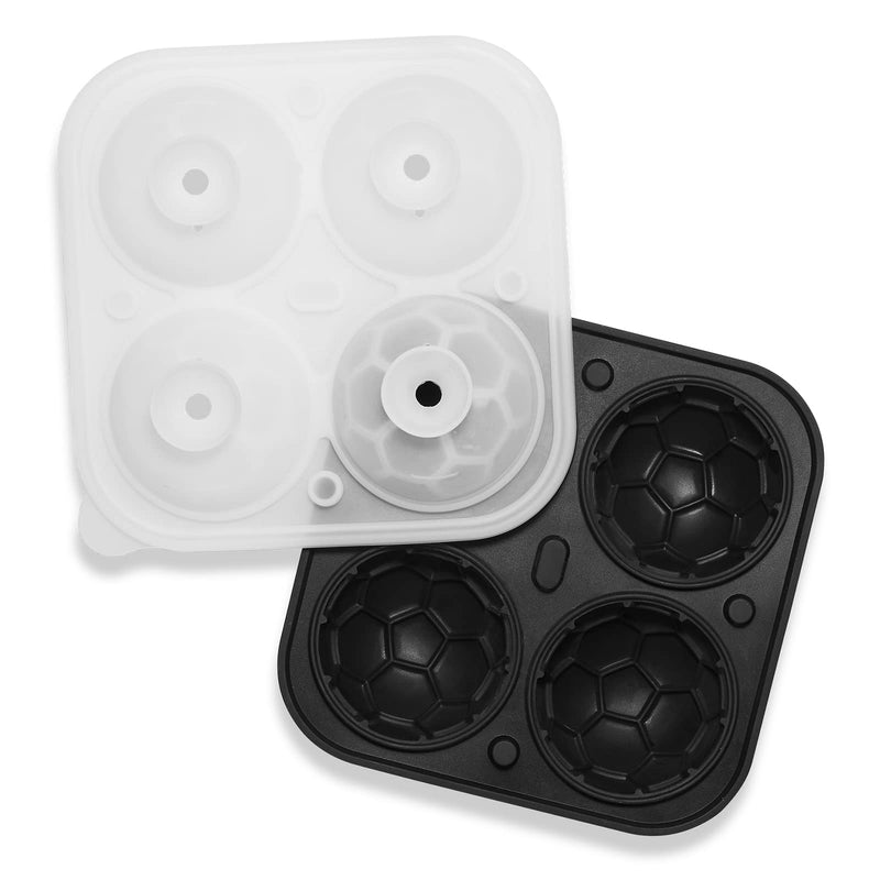 ACOOKEE Silicone Soccer Ball Ice Cube Mold Fun Shapes, Novelty Soccer Gifts, 2.2" Large Craft Round Sphere Ice Ball Molds For Game Day, Whiskey, Cocktails, Bourbon Soccer Ice Mold - NewNest Australia