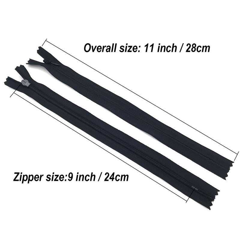 40PCS Nylon Invisible Zipper Tailor DIY Sewing Tools for Garment/Bags/Home Textile(9 inch,Black) 9 inch Black - NewNest Australia