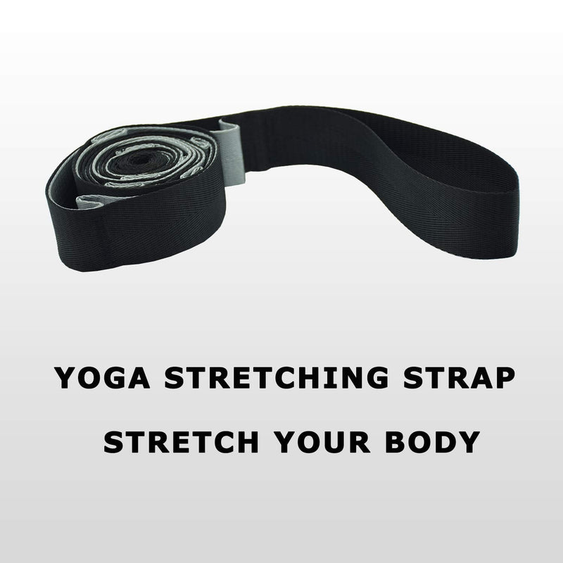 SANKUU Yoga Strap, Multi-Loop Strap, 12 Loops Yoga Stretch Strap, Nonelastic Stretch Strap for Physical Therapy, Pilates, Dance and Gymnastics with Carry Bag Black - NewNest Australia