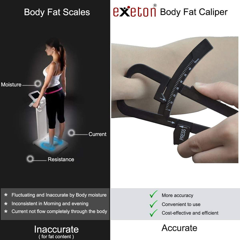 Exeton Fat Tester, [2 in 1] Personal Body Fat Tester Calipers with Tape Measure and Fat Charts Fitness, Accurate Measure Tape Keep Health Analyzer - NewNest Australia