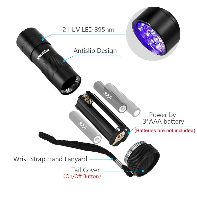 mopilot Black Light, UV Blacklight Flashlights 4 PCS 12 LEDs 395nm Mini UV Flashlight Detector for Pets Urine and Stains - NewNest Australia