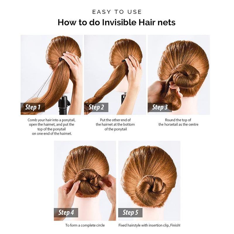 FANDAMEI Hair Donut Bun Maker, Girls Hair Styling kit with 20 Pieces Invisible Hair Nets for Bun, 4pcs Donut Bun Maker, 5 pieces Hair Elastic Bands, 20 pieces Hair Bobby Pin, Brown - NewNest Australia