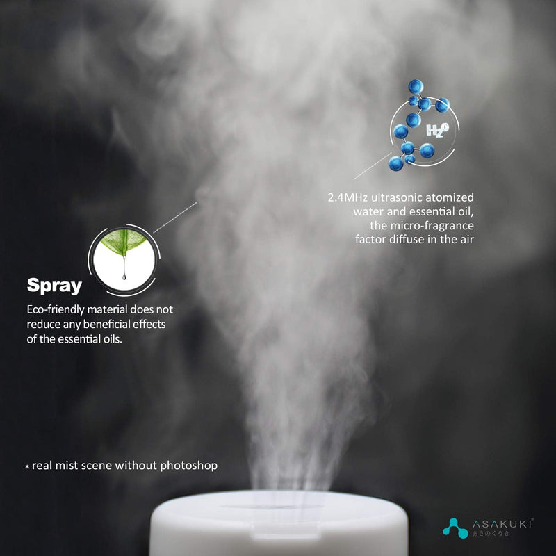 ASAKUKI 300ml Essential Oil Diffuser, Ultrasonic Aromatherapy Scented Diffuser Humidifier for Bedroom,Baby Room,Spa with 7 LED Color Lights and Waterless Auto Shut-Off, BPA-Free- Wood Grain - NewNest Australia