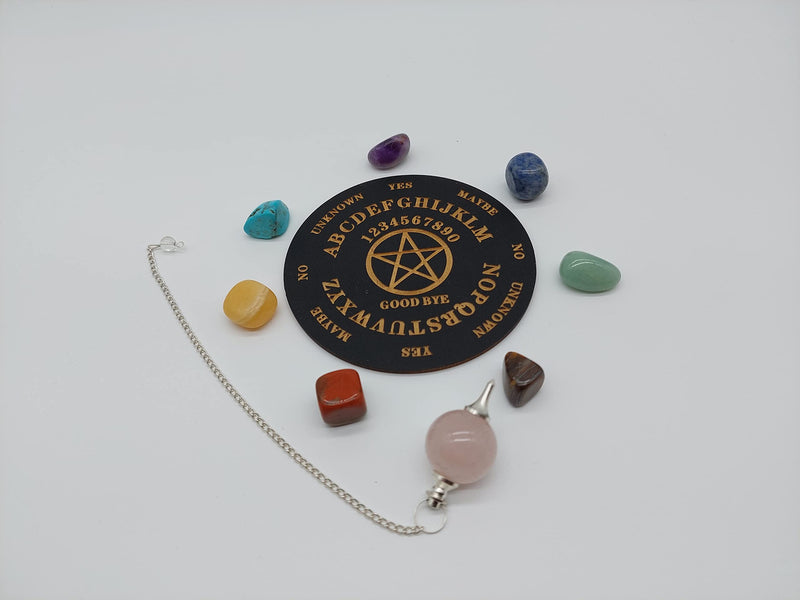 Pocket Pendulum Set Rose Quartz Gemstone Pendulum 7 Chakra Gemstones in Gift Box | Metaphysics Esoteric Witchcraft - NewNest Australia